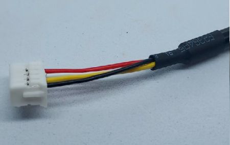 Harnais de câbles 2*5P À interrupteur à bouton-poussoir étanche IP67 OD:3,5 mm L=250 mm (Vue de gauche)