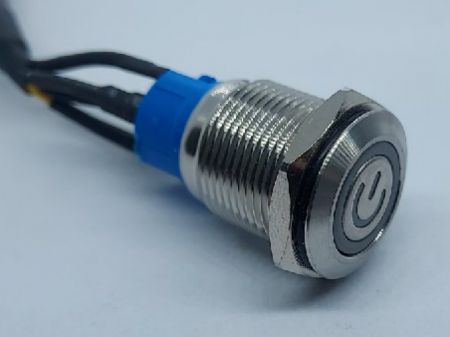 Harnais de câbles 2*5P À interrupteur à bouton-poussoir étanche IP67 OD:3,5 mm L=250 mm (Vue de droite)