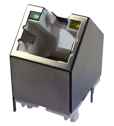 RJ45-Stecker / Buchse mit 45-Grad-Winkel, metallisch abgeschirmt mit LED