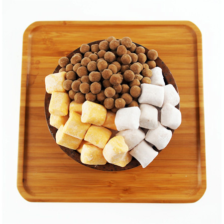 Gefrorenes Topping - Großhandel mit gefrorenen Toppings, insbesondere Taro-Bällchen und Süßkartoffel-Bällchen.