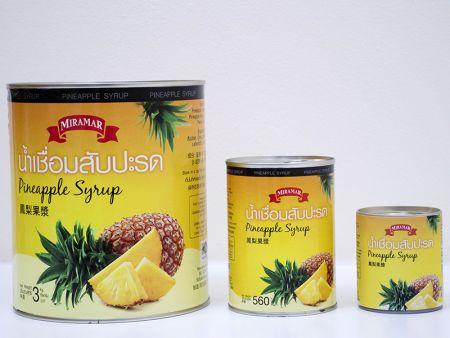Ananas sirap storlek A10, 250 ml, 560 ml.