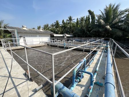 Sewage treatment system in factory and recycle the water for other uses.