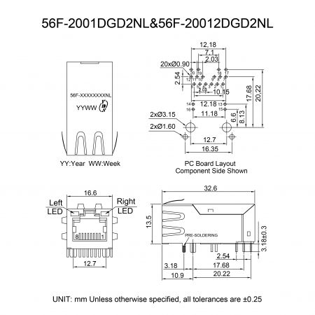 جک RJ45 5G Base-T با مغناطیس و محافظ EMI پشتیبانی کننده PoE+ TAB UP و ...