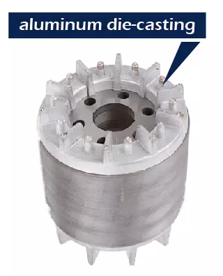 Rotor con diversos tipos de fundición a presión de aluminio.