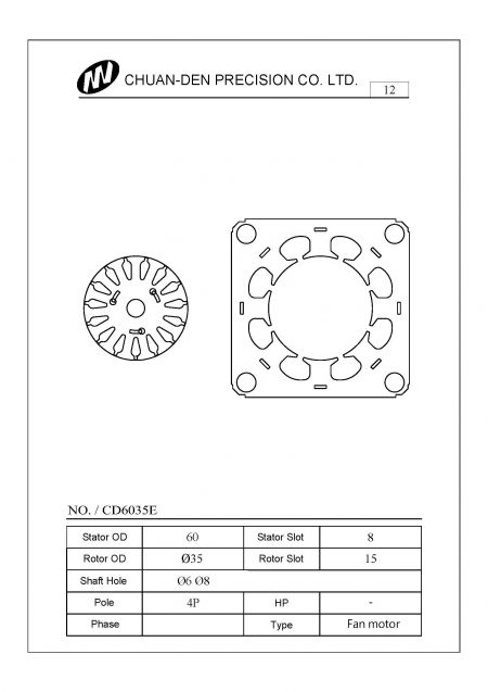 Auto-winding type stator rotor for fan motors. Copper winding saving up to 35%.