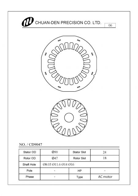 Laminace statorů a rotorů motorů kompresorů a čerpadel.