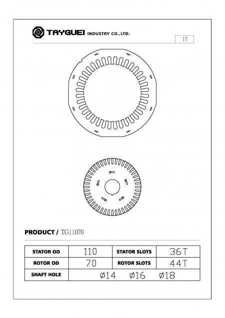 Este rotor de estator es para motores estándar IEC. El diámetro exterior del estator es de 110 mm y el diámetro interior es de 70 mm para motores de 4 y 6 polos.