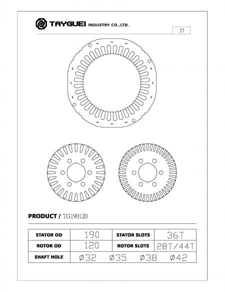لوحات ستاتور وروتور عالية الكفاءة بستة أقطاب IE3.