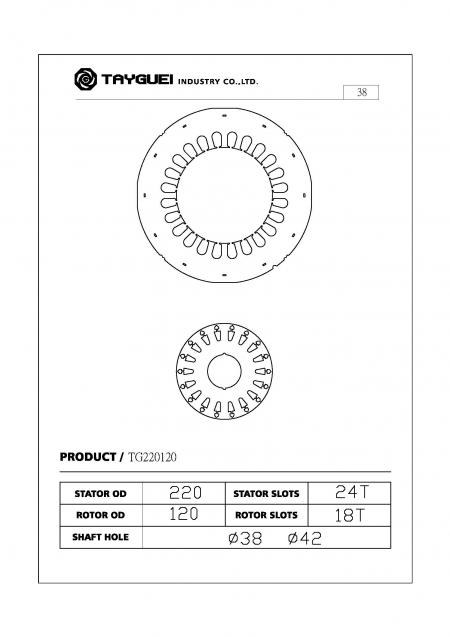 Laminasi stator dan rotor motor Blower atau pam air 2 kutub.