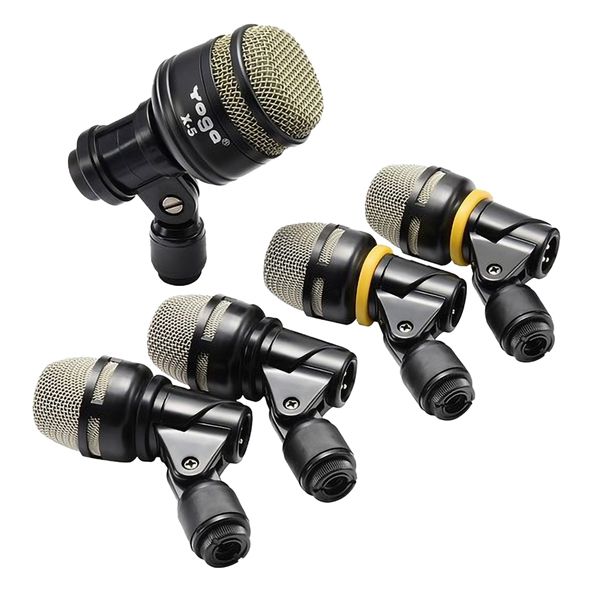 مجموعة ميكروفونات الطبول الديناميكية المكونة من 5 قطع لتسجيل متعدد الاستخدامات - مجموعة ميكروفونات الطبول الديناميكية 5-PC
