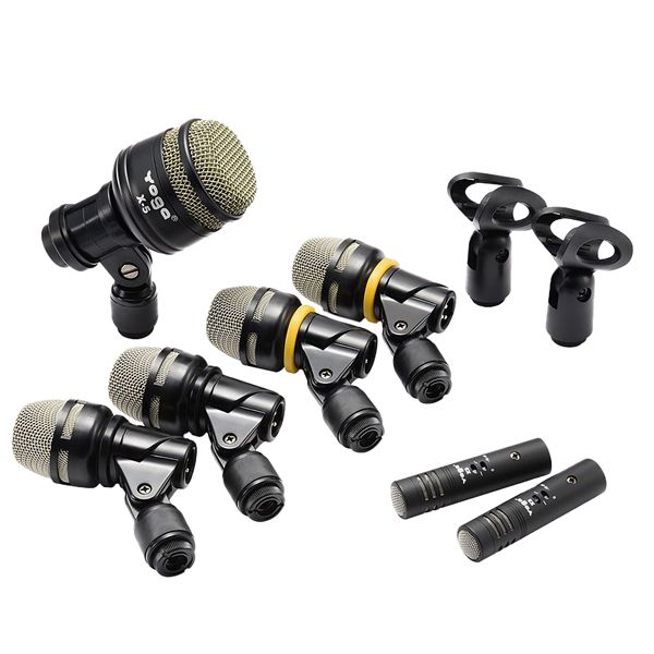مجموعة ميكروفونات الطبول المكونة من 7 قطع سهلة الاستخدام للمبتدئين لتسجيل الطبول بسهولة. - مجموعة ميكروفونات الطبول المكونة من 7 قطع