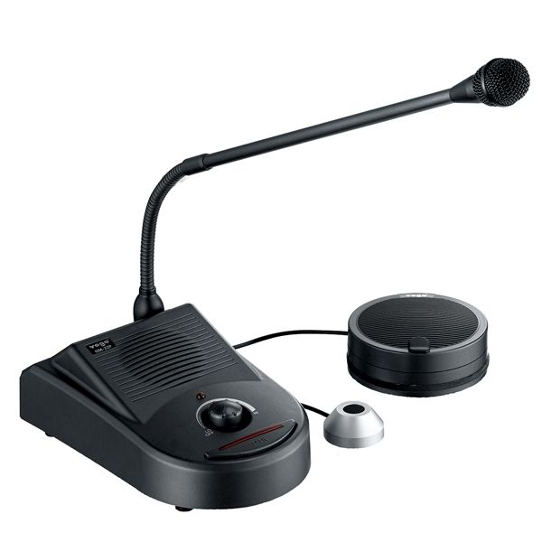 Two-way intercom microphone for ticket booths and bank counters - A condenser microphone supports intercom communication