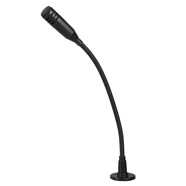 動圈式鵝頸麥克風, 搭配固定式安裝法蘭座,適用穩固裝設需求 - 附固定安裝法蘭的鵝頸式麥克風,提供穩固安裝效果