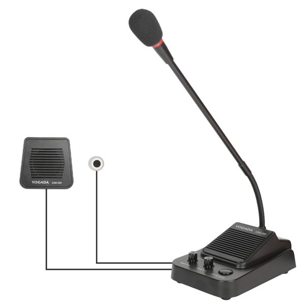 Easy-to-install two-way intercom microphone system for clear communication - Two-way intercom microphone for ticket booth, counter, bank security or other similar application