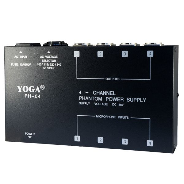مزود طاقة خفي 48 فولت 4 قنوات لدعم موثوق لميكروفونات المكثف - 4 قنوات لتشغيل ميكروفون مكثف مع طريقة سهلة للتوصيل