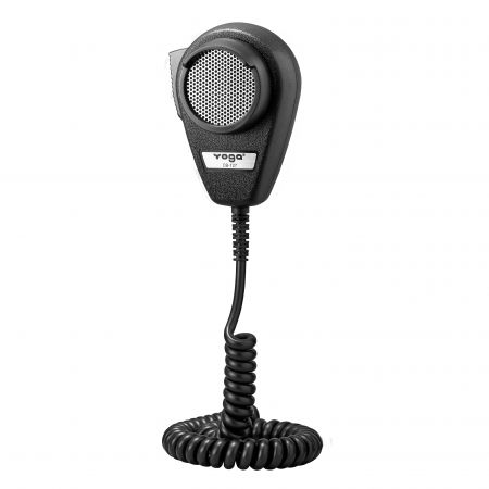 Un micrófono CB dinámico con cancelación de ruido que presenta un protector labial moldeado en la carcasa. - Micrófono CB con conector de 4P.