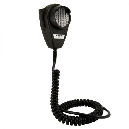 A dynamic noise-canceling CB microphone with a molded lip guard on the housing.