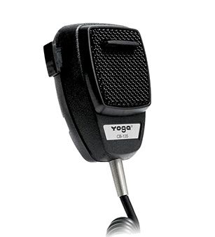 The CB microphone features a built-in lip guard.