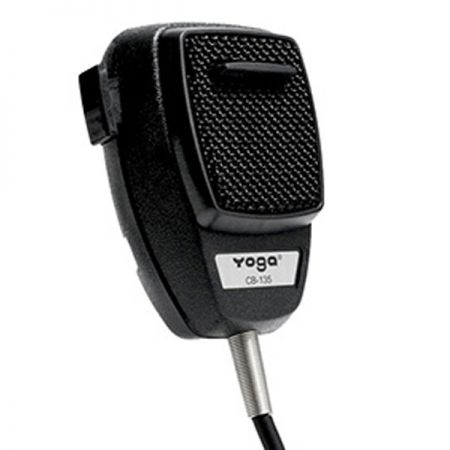 The CB microphone features a built-in lip guard.