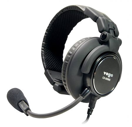 One-sided headset featuring a dynamic boom microphone. - Single Sided Headset with Boom microphone.