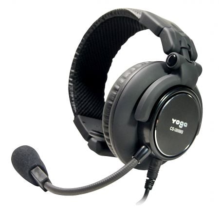 One-sided headset featuring a dynamic boom microphone.