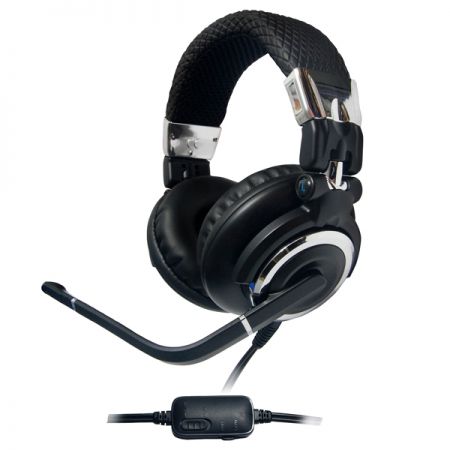 Headset in black color.