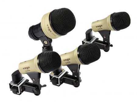 A 4-piece drum microphone kit for capturing drum sounds accurately. - 4-PC pack durm kit