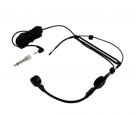 Dynamic capsule head-worn microphone for hands-free operation.