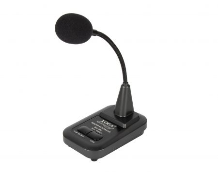 Das dynamische Paging-Mikrofon wird mit einem Ständer geliefert und eignet sich für PA-Systeme und verschiedene andere Anwendungen.