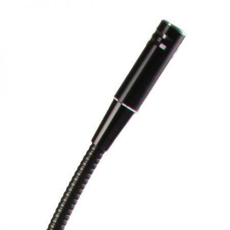 A cardioid condenser gooseneck microphone with metal housing for conference and podium use
