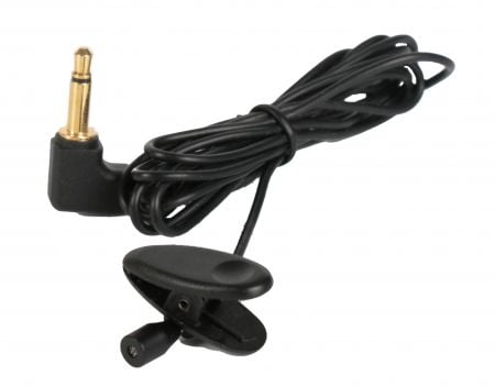 A hands-free tie-clip microphone designed for performances.