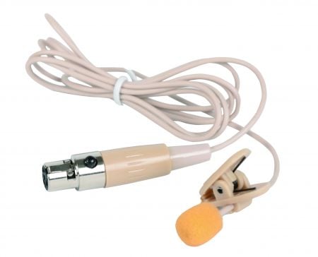 A complete set of clip-tie microphone in skin-color.