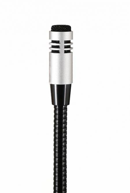 The GM-4 gooseneck microphone features a metal shell design and houses a condenser capsule inside for enhanced sound capture.