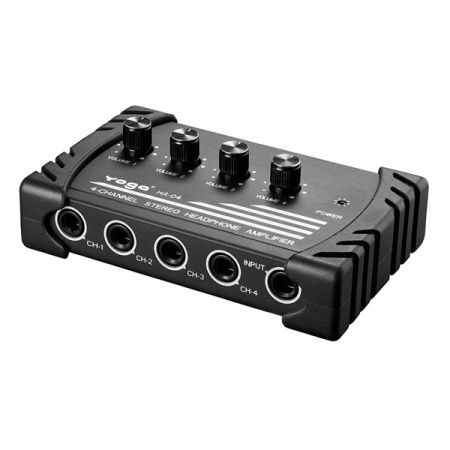 高品質な音声モニタリングのための4チャンネルステレオヘッドフォンアンプ - 黒色のステレオヘッドフォンアンプ