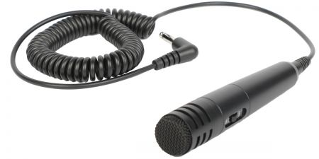A durable metal housing, accompanied by a coiled cable and a 6.3 right-angle plug for versatile connectivity.