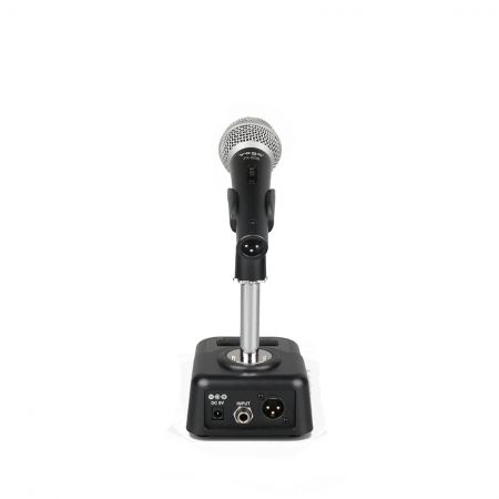 the desktop microphone base JDS-04B with hand-held microphone figure back view.