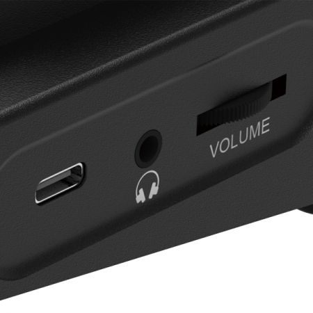 Conector de auriculares dedicado y botón de volumen para un control fácil