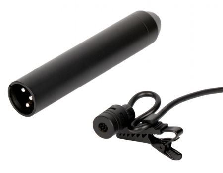 Kondensator-Krawattenklammermikrofon mit 3,5-mm-Stecker und Phantomspeisung. - Clip-on-Instrumentenmikrofon mit Phantomspeisung.