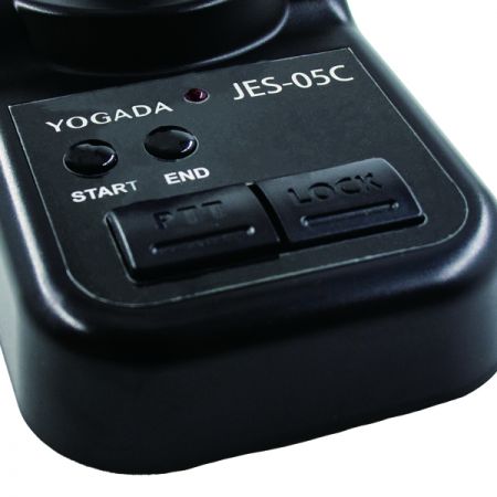 ميكروفون سطح المكتب مع أزرار وظيفية، بما في ذلك صوت النداء، الضغط للتحدث، وقفل للتشغيل السلس