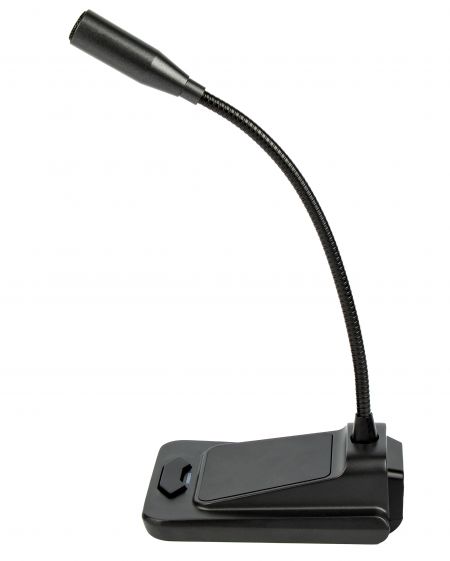 La vista lateral del micrófono de cuello de cisne USB de escritorio