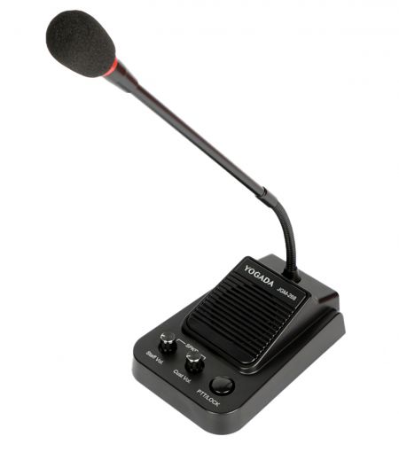 Vista completa del micrófono de intercomunicador bidireccional.
