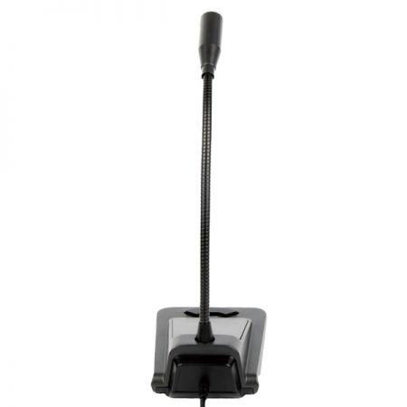 يبرز العرض الخلفي لميكروفون العنق المرن المكتبي كابل USB المدمج لتسهيل الاتصال، مدعومًا بتصميمه المرن لالتقاط الصوت بشكل مثالي.