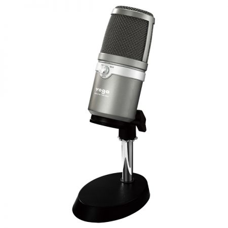 Micrófono USB de escritorio con botón de silencio y control de volumen para auriculares