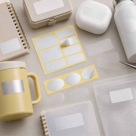 Silver PET stickers suitable for various applications