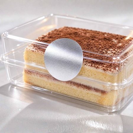 Silver PET stickers suitable for food labeling