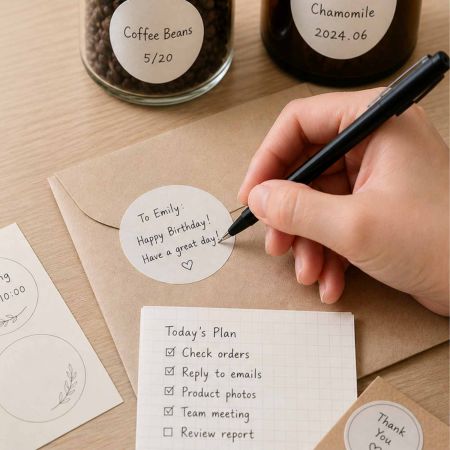 Writable woodfree paper stickers