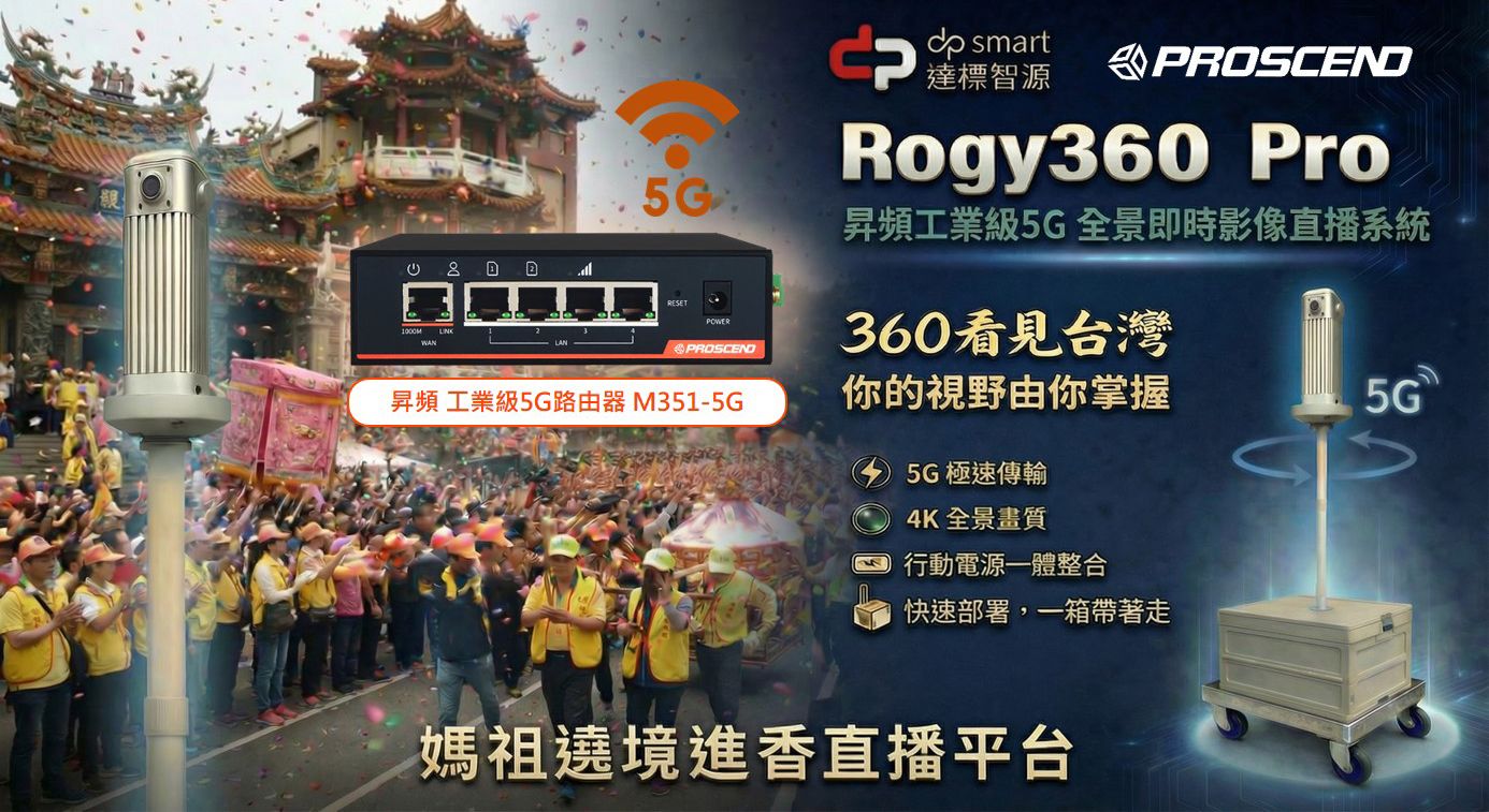 昇頻攜手達標智源,共創5G行動直播應用生態系,實境轉播全台最大宗教盛事媽祖遶境。