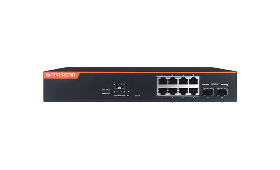 10-Port GbE Managed PoE Switch with 2 GbE SFP Uplinks - 10-Port GbE Managed PoE Switch 850G-10