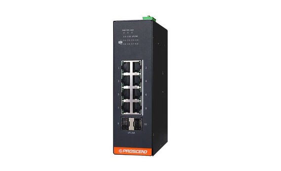 Industrial 10-Port GbE Managed PoE Switch 24~57VDC - Industrial 10-Port GbE Managed PoE Switch with 8 GbE Ports, 2 SFP Slots, and 24~57VDC