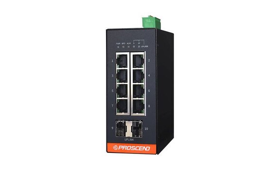 Industrial 10-Port GbE Managed Switch - Industrial 10-Port GbE Managed Switch with 8 GbE Ports and 2 SFP Slots